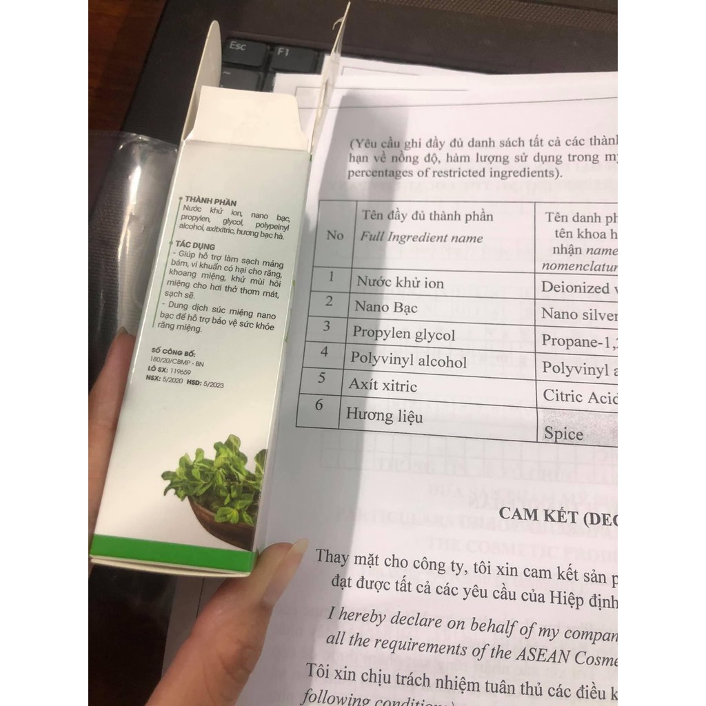 <Mua 2 tặng 1 quà xinh> NANO SILVER COOLMINT TÁO XANH VIỆT NAM, DÙNG CHO TAI MŨI HỌNG, keo bạc nano silver