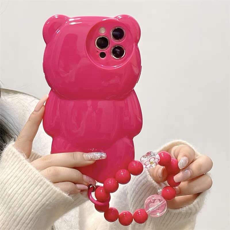 Ốp Điện Thoại Mềm Họa Tiết Hoa Hồng / Gấu Kèm Dây Đeo Cho Iphone 14Proax 12 pro max 11 pro max xs max xr x 13Proax plus