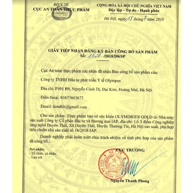 Thực phẩm bảo vệ sức khỏe OLYMDIGES GOLD