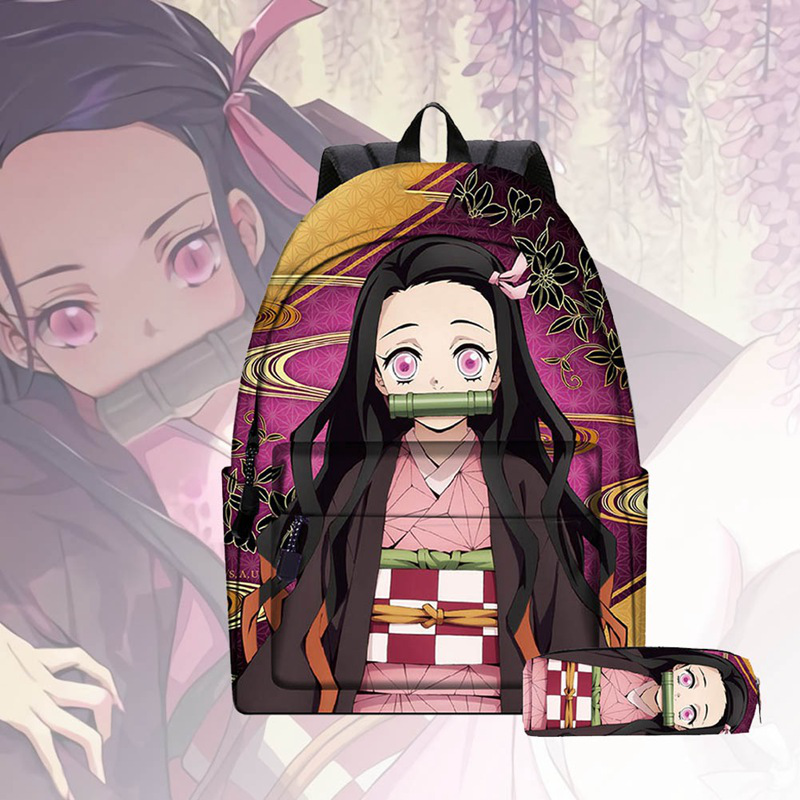 Ba lô hình Kimetsu no Yaiba Tanjiro Kamado Nezuko Kamado Zenitsu Agatsuma Giyuu Tomioka phong cách thời trang cho nữ