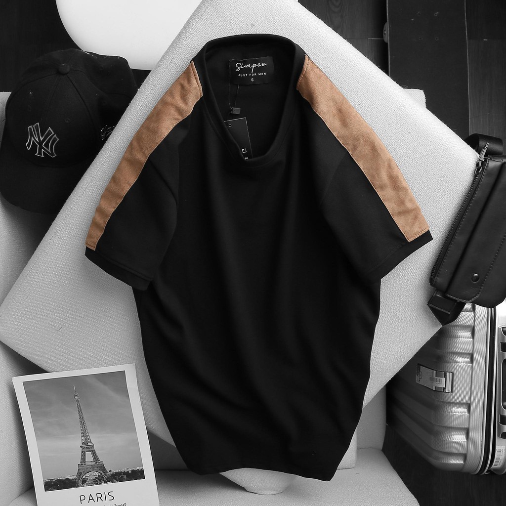 Áo thun Nam cổ tròn phối nhung - T005 | BigBuy360 - bigbuy360.vn