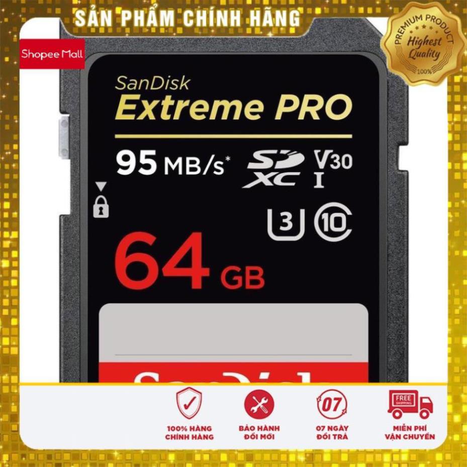 [Mã ELFLASH5 giảm 20K đơn 50K] Thẻ nhớ Máy Ảnh SD Extreme Pro V30 64GB 32GB Class 10 U3 95MB/s (Đen) - Tốc Độ Siêu Cao