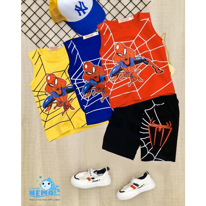 GIÁ TẬN XƯỞNG Bộ ĐÒ quần áo cho trẻ em in hình spider-Man người nhện siêu ngầu cho bé trai từ 8kg đến 25kg
