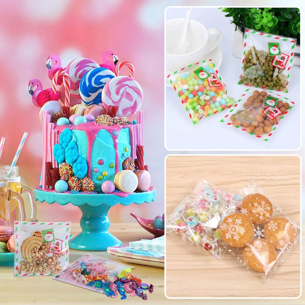 Set 100 Túi Đựng Bánh Kẹo / Snack Tự Dính Trang Trí Nhà Dịp Giáng Sinh