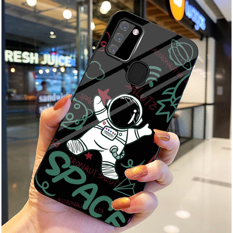 Ốp Lưng SAMSUNG GALAXY A21S Ốp kính bóng cao cấp Phi Hành Gia