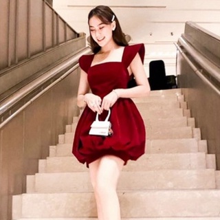 Váy Hai Dây Nữ Bản To Có Thun Gấu - Váy Đầm Noel Nhung Đỏ Dang Bí Ngô Cao Cấp Hàng Thiết Kế (Ảnh thật)