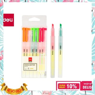 Bút nhớ dòng Deli - 2 đầu 2 màu - bút highlight , bút dấu dòng - 6 chiếc/hộp EU35304