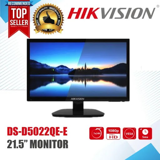 Màn hình Hikvision 21,5 INCH  DS-D5022QE-B - và Hikvision 19 INCH DS-D5019QE-B Led Full HD 1080P, Hỗ trợ 2 cổng HDMI