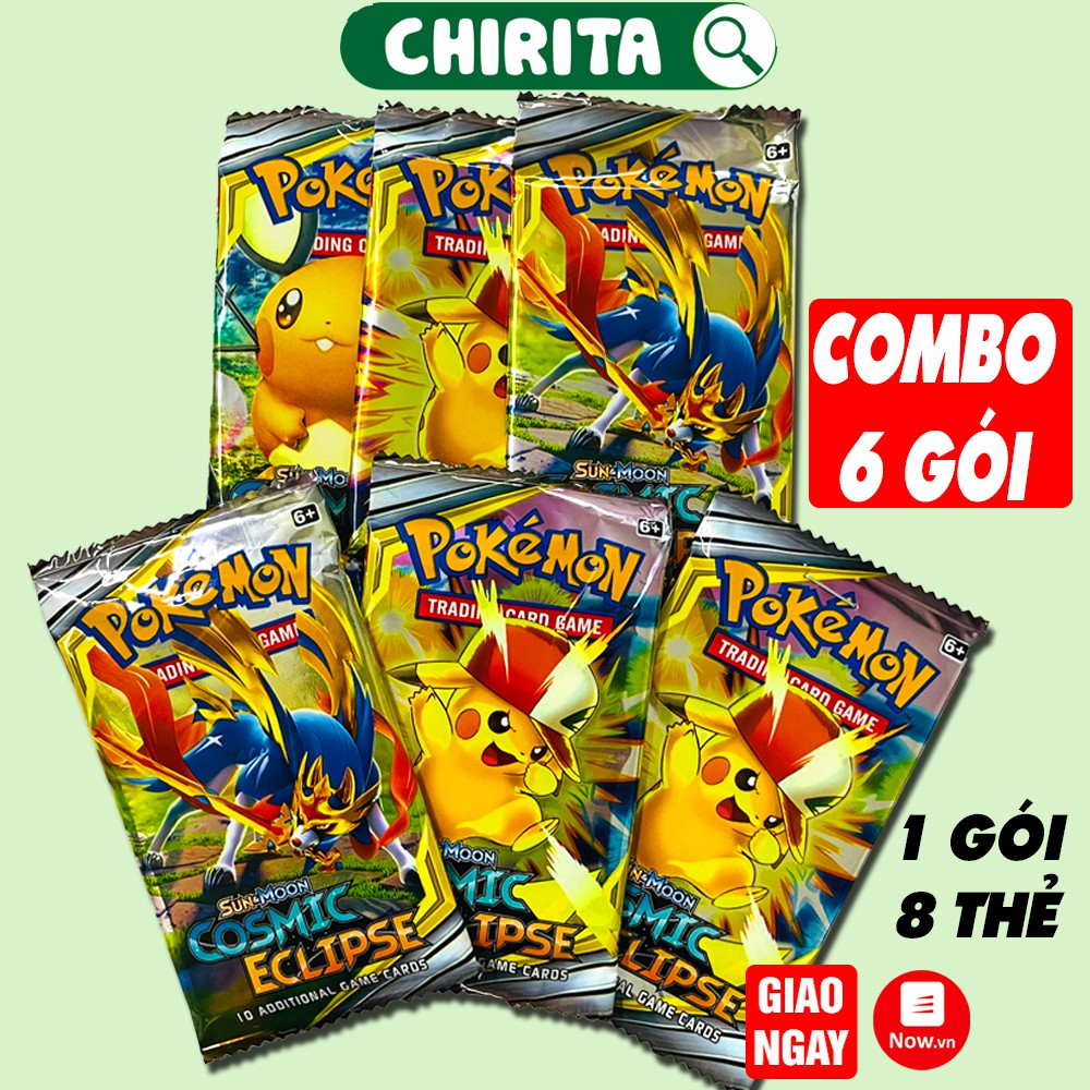 Combo 6 Bộ Thẻ Bài POKEMON - Thẻ Bài POKEMON - 1 Bộ Gồm 8 Lá Bài PKM5TUI