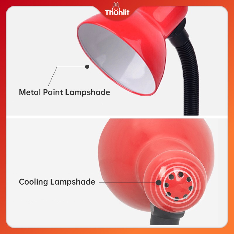 Đèn đọc Thunlit sách màu đỏ có thể điều chỉnh góc độ