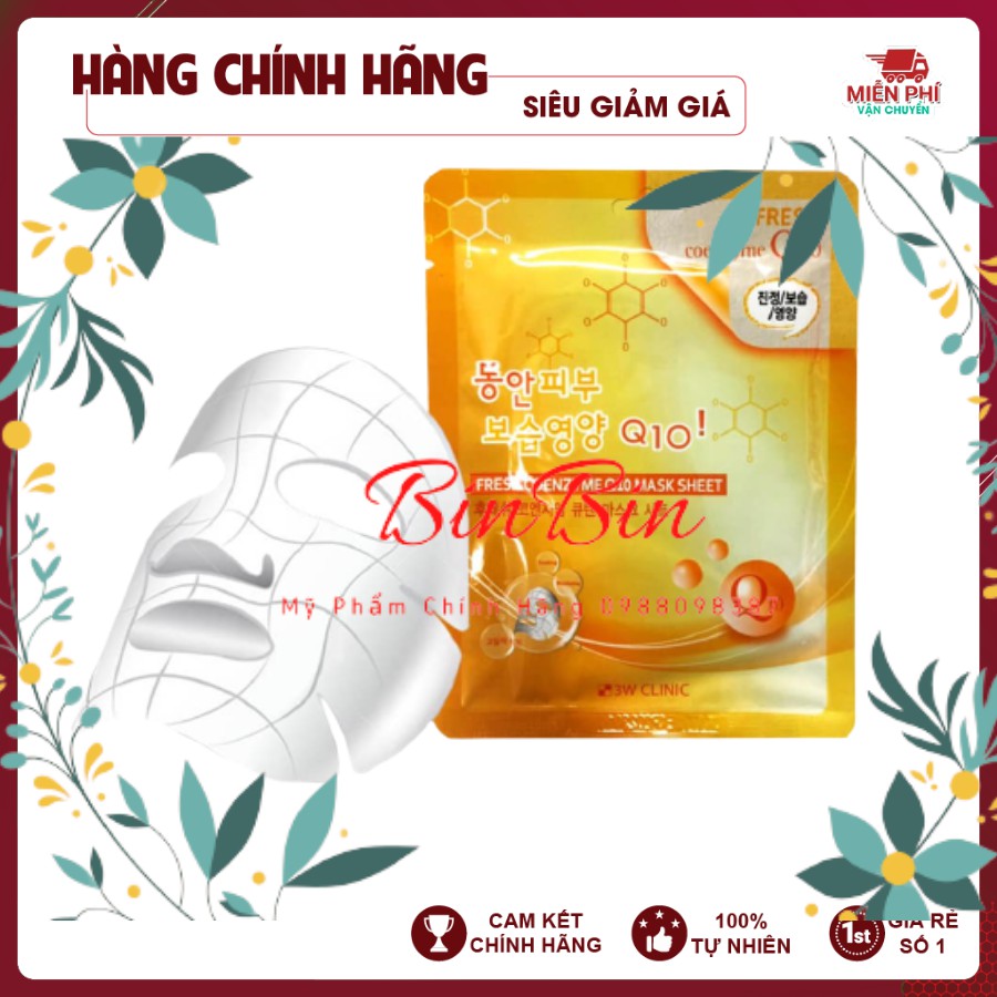 [Đắp là Mê - Hàng Chuẩn Auth] Mặt nạ giấy -Mặt nạ dưỡng da chiết xuất từ Coenzyme Q10 3W Clinic Hàn Quốc