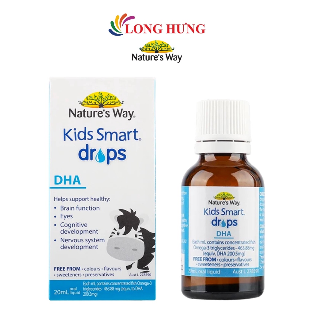 [Mã BMBAU50 giảm 7% đơn 150K] Vitamin dạng giọt Nature's Way Kids Smart Drops DHA bổ sung DHA cho bé (20ml)