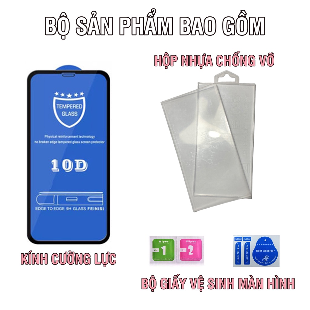 [ĐÓNG HỘP NHỰA] Kính cường lực iphone 10D Full Viền 6/6plus/6s/7/7plus/8/8plus/x/xr/xs/11/12/13/14/pro/max/plus