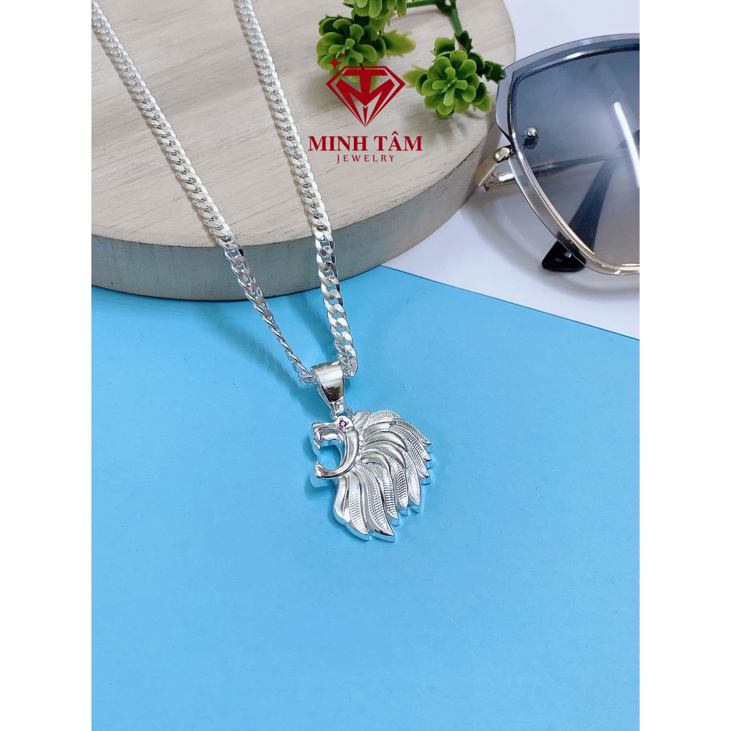 Bộ dây chuyền bạc ta mặt sư tử cho bé trai-Minh Tâm Jewelry