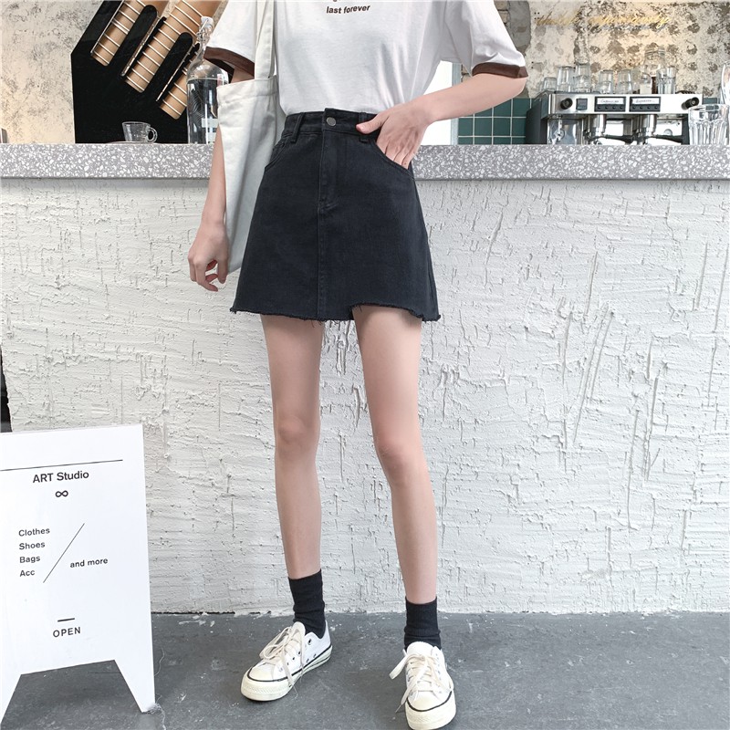 Chân váy jean đen basic Ulzzang Quảng châu mẫu 1 -  u.w