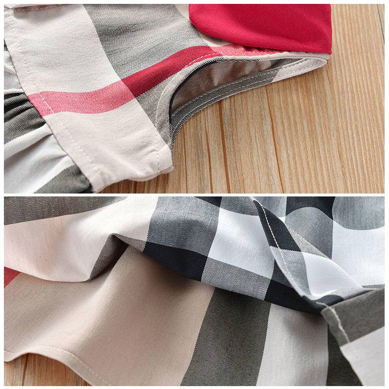 British style cotton lapel sleeveless girls dress