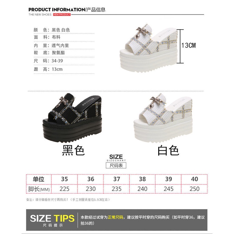 Dép Sandal Cao Gót 12cm Đế Xuồng Thời Trang Mùa Hè Cho Nữ