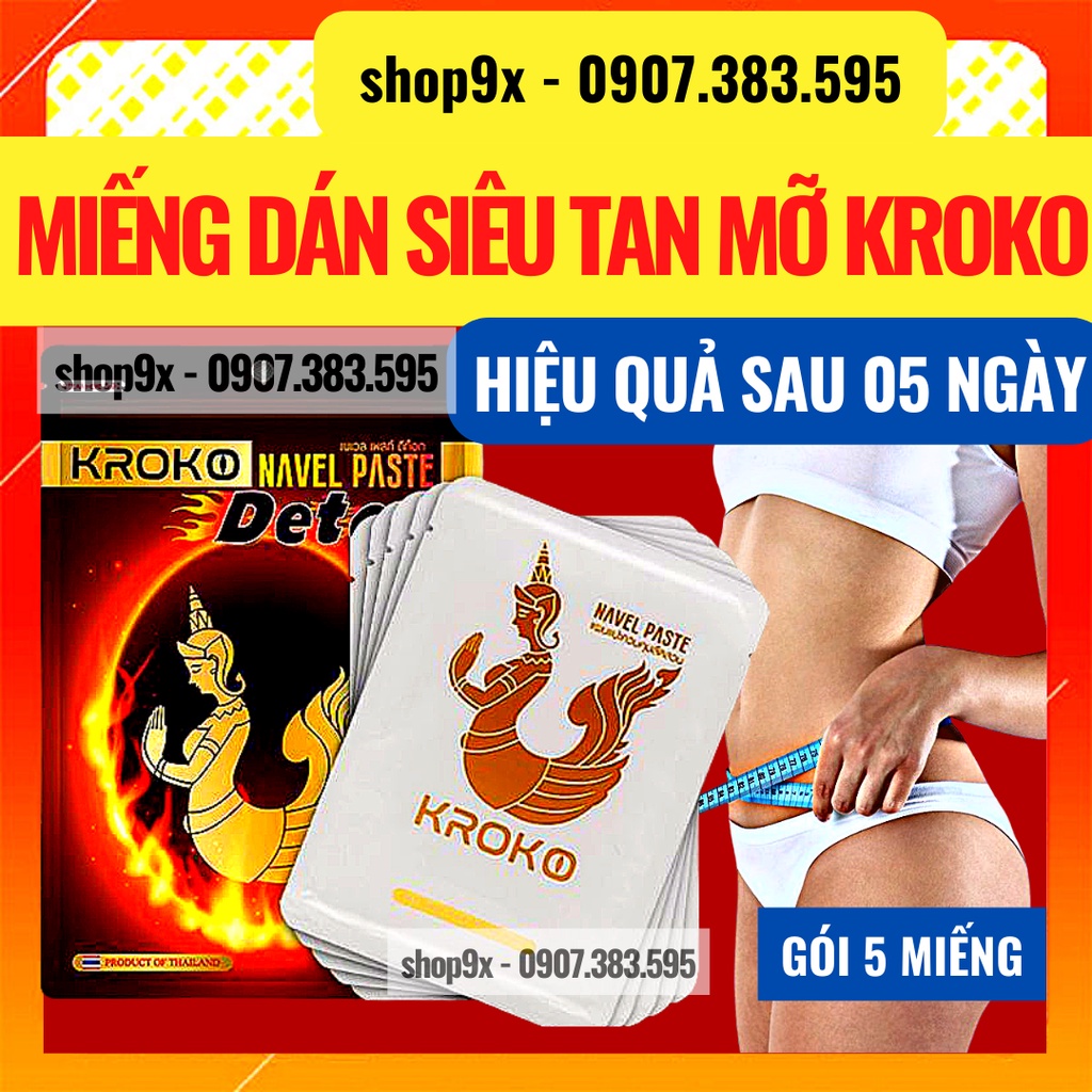 5 Miếng Dán Tan Mỡ Bụng Bắp Tay Bắp Chân Kroko Thái Lan Navel Paste (Chính Hãng)