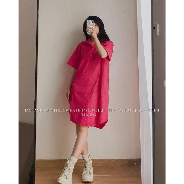 Váy sơ mi dáng dài trơn mã V05