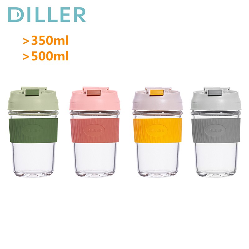 Diller Cốc Thủy Tinh Uống Cà Phê Dùng Được Trong Lò Vi Sóng 350ml/500ml MLH534