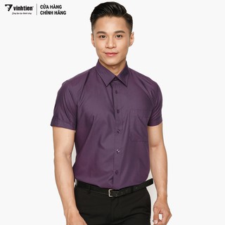 Áo sơ mi ngắn tay màu slimfit 299 Vĩnh Tiến CL1626-1007 tím đậm