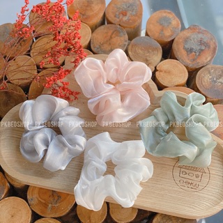 Scrunchies voan trơn một màu , dây cột tóc vải hàn quốc , vòng đeo tay
