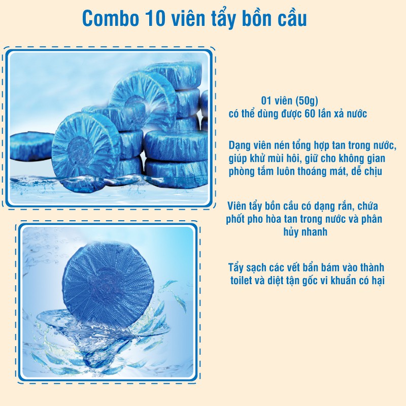 COMBO 10 VIÊN THẢ BỒN CẦU KHỬ MÙI HÀN QUỐC