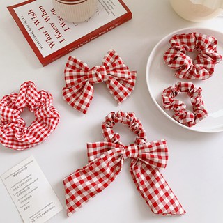 Cột tóc scrunchies-bst cột tóc màu đỏ phong cách nàng thơ Pháp