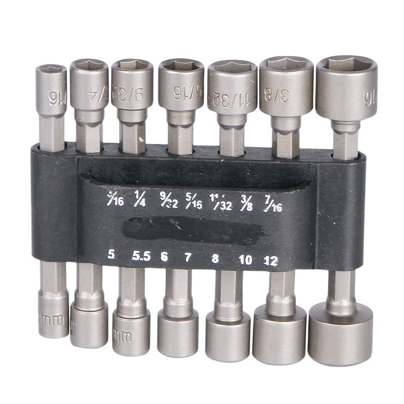 Bộ 14 đầu tuýp vặn ốc lục giác SAE dùng cho máy khoan