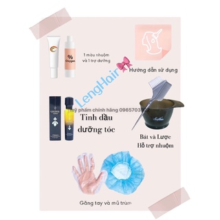 Combo Thuốc Nhuộm Tóc Cao Cấp +Oxy (Màu Nâu Tây) chính hãng