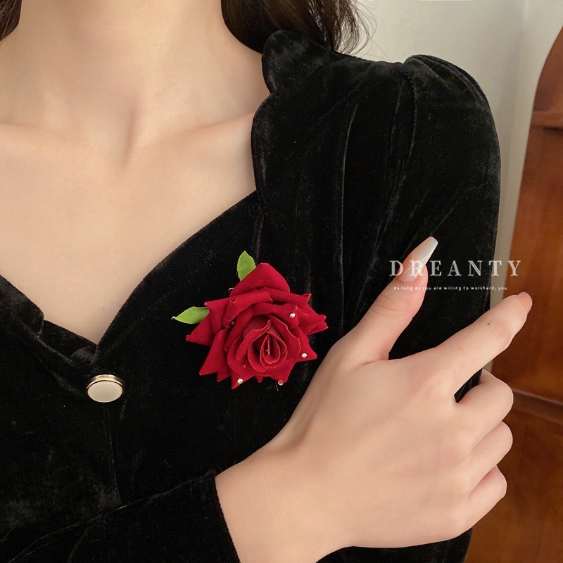 Kẹp Tóc Cá Mập Đính Đá Hình Nơ Hoa Hồng Kiểu Pháp Cổ Điển