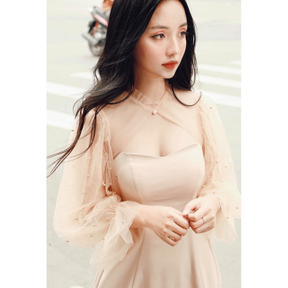 Đầm dự tiệc tay phồng đính hạt nữ tính Laga Dress