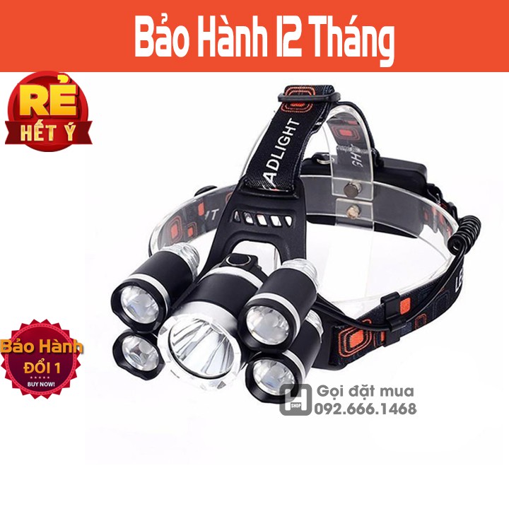 [BẢO HÀNH 12 THÁNG] ĐÈN ĐỘI ĐẦU SIÊU SÁNG 5 BÓNG CHÍNH HÃNG