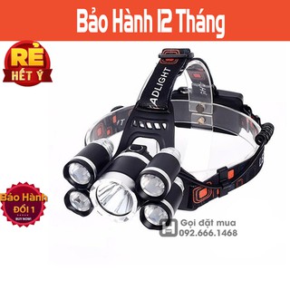 ĐÈN PIN ĐỘI ĐẦU 5 BÓNG SÁNG SẠC PIN Siêu Sáng