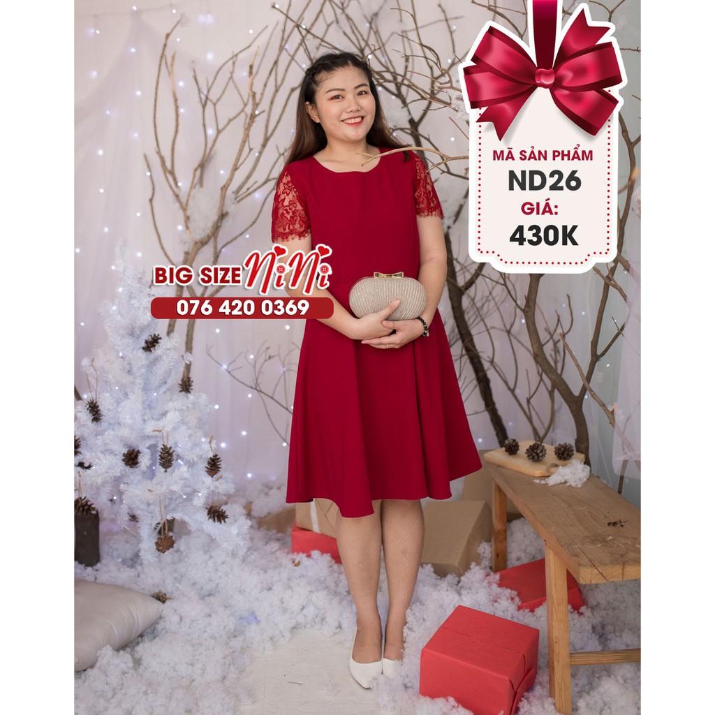 Đầm Xòe Big Size Dự Tiệc Phối Tay Ren (ND26)