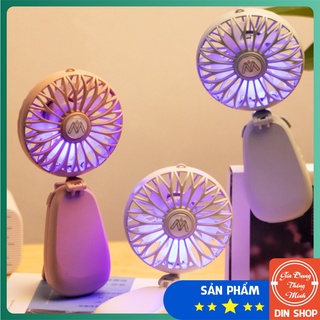 Quạt Mini Cầm Tay 💝CÓ ĐÈN💝 Quạt Cầm Tay Đa Năng 6M Kẹp Bàn Có Đèn Chính Hãng