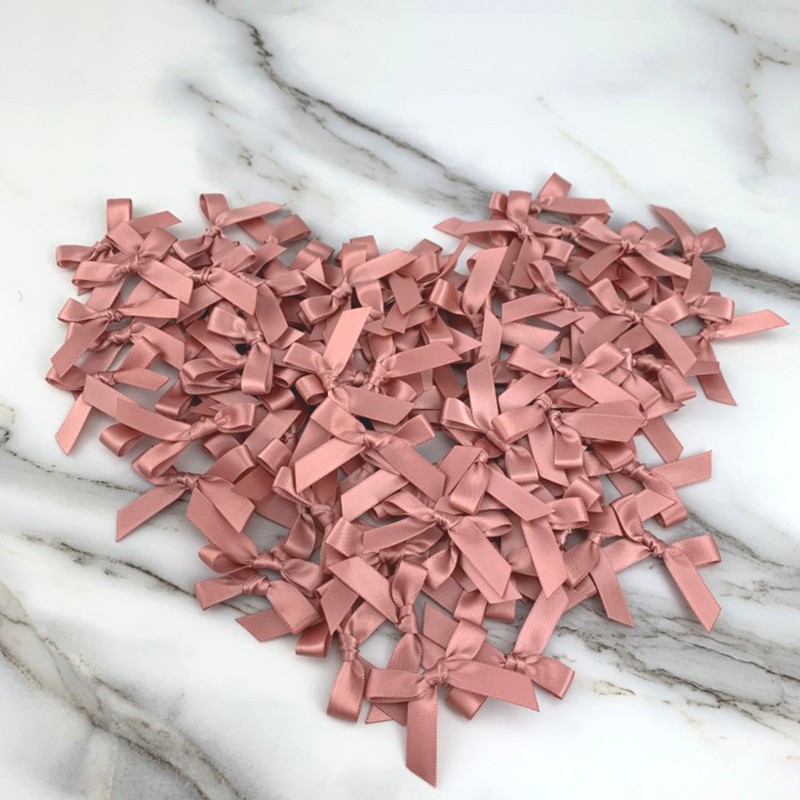 Set 200 Nơ Ruy Băng Màu Hồng Từ Polyester Dùng Để Trang Trí