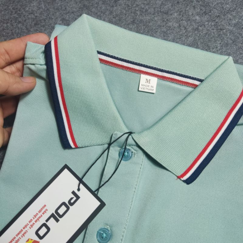 Áo thun polo nam cổ bẻ Basic màu Xanh Đậu Phối Viền ,vải cá sấu 4 chiều co giãn - không xù lông, không ra màu , thấm hút