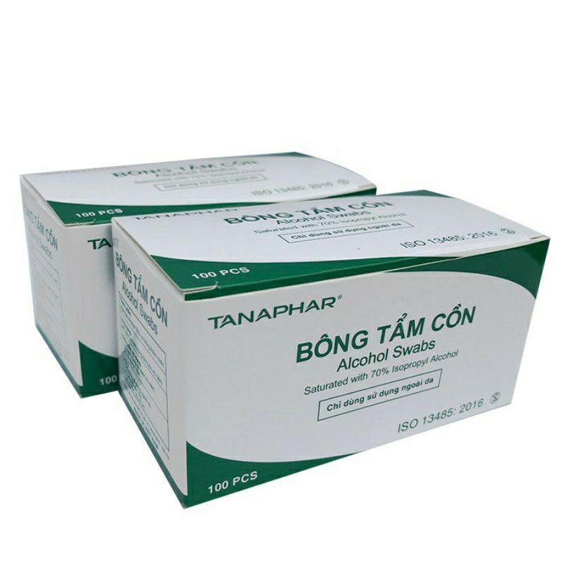 Bông tẩm cồn hộp 100 miếng