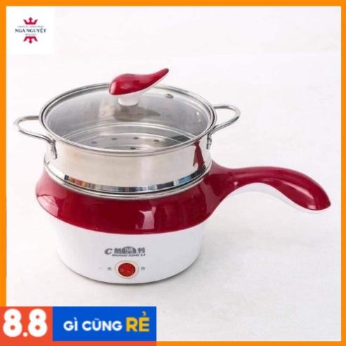 Nồi lẩu mini siêu tốc kèm vỉ hấp đa năng có tay cầm tiện dụng size 18cm