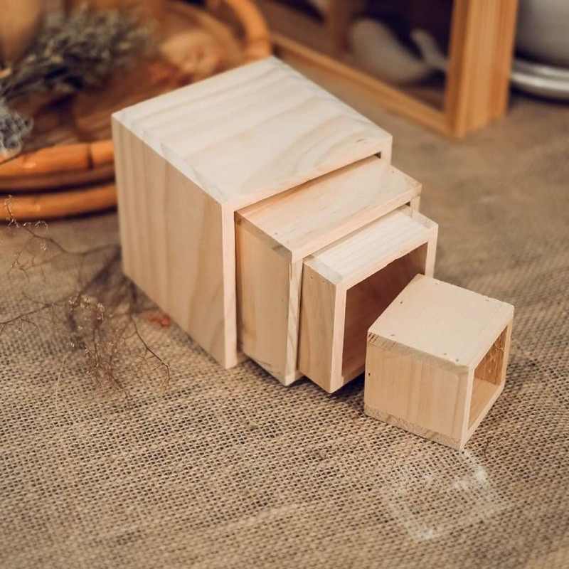 [chậu gỗ ] vuông trồng cây để bàn -HUY_Decor