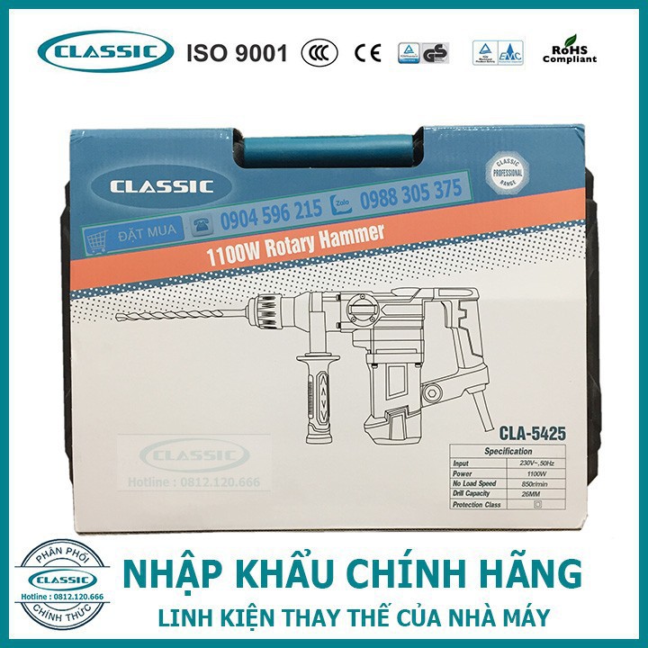 Máy khoan đục bê tông CLASSIC 1100W mã CLA-5425( chuyên dụng gia đình )