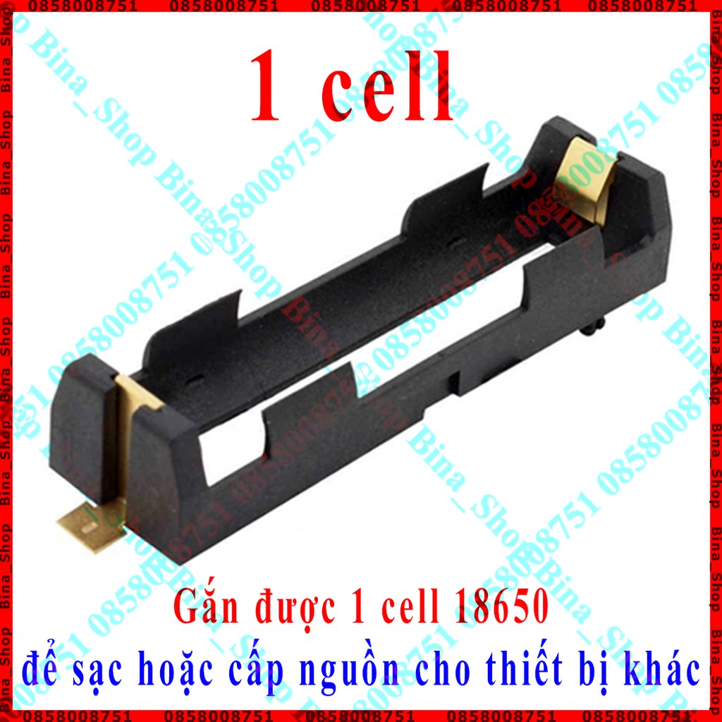 Đế gắn pin 18650 chân đồng mạ vàng khay đựng pin 1cell/2cell chất lượng cao