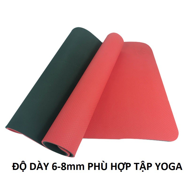 Thảm tập Yoga chống trượt FREESHIP định tuyến 6mm 8mm cao su 2 lớp cao cấp thấm mồ hôi