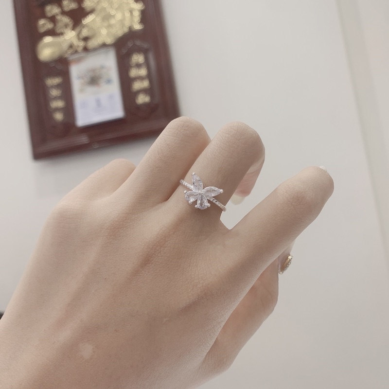 Nhẫn Bạc nữ free size, điểm nhấn bươm bướm đá nhẹ nhàng quyến rũ, thu hút ánh nhìn Mainomi Shop Bạc Xinh