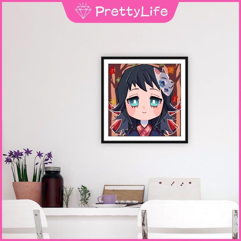 Bộ Tranh Đính Đá 5D Họa Tiết Hoạt Hình Demon Slayer Độc Đáo DIY 30x30cm