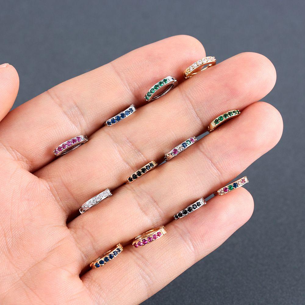 Khuyên Xỏ Mũi 8mm Đính Đá CZ Nhiều Màu Sắc Cho Nam Và Nữ|Khuyên Tai Vòng Tròn Đính Đá Xanh