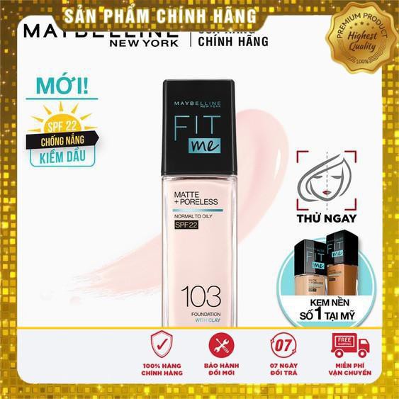 [CHÍNH HÃNG] Kem Nền Chống Nắng Fit Me Maybelline New York Matte SPF 22 30ml