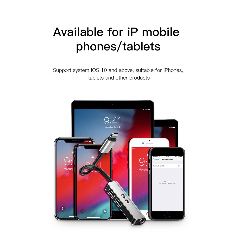 Đầu Chia Cổng Sạc Và Tai Nghe 3.5mm Baseus L52 Chuyên Dụng Cho iPhone
