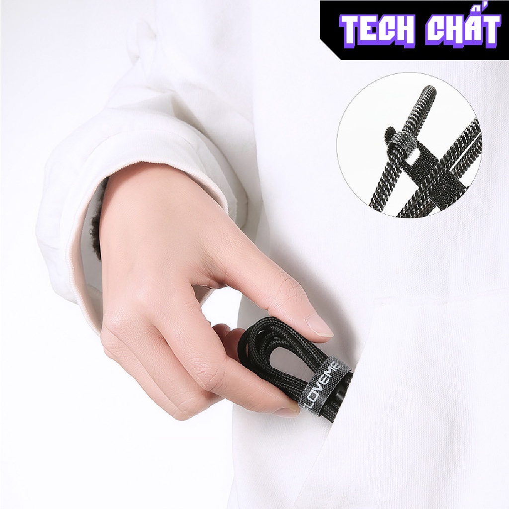Băng gai quấn dây sạc điện thoại tai nghe CHÍNH HÃNG DRAPOW velcro có lỗ xỏ giữ chống mất gọn gàng tái sử dụng nhiều lần